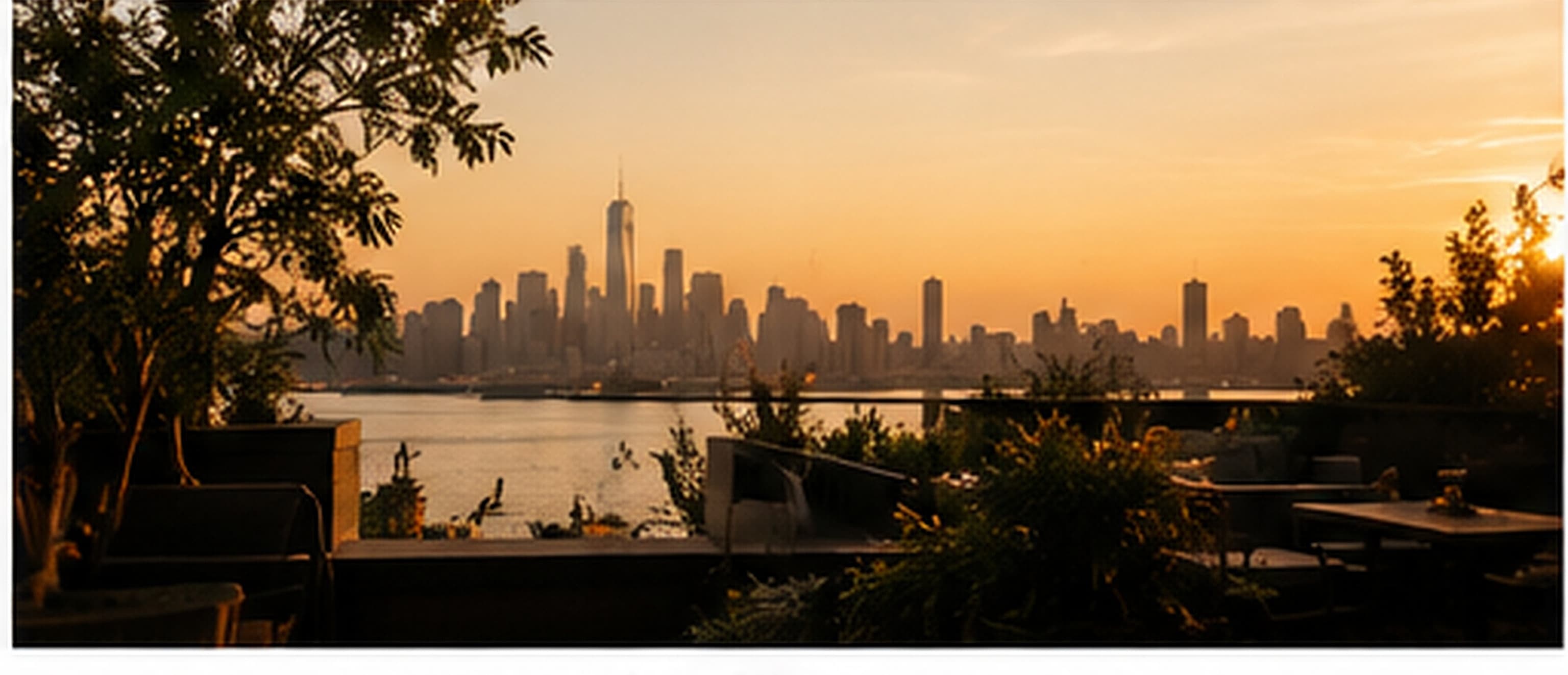 Warm rooftop architecture and skyline atmosphere
